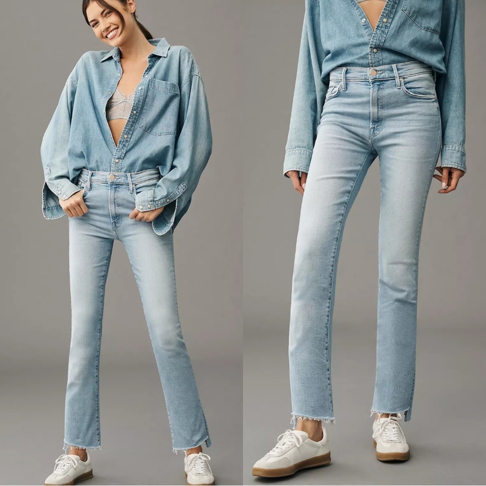 MOTHER Light Blue Ankle & Cropped Jeans